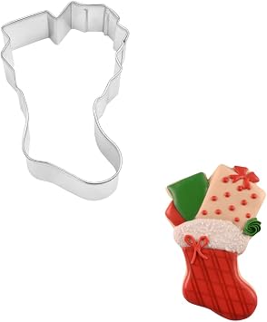 R&M Christmas Stocking Cookie Cutter, 3.75 Inch Stainless Steel