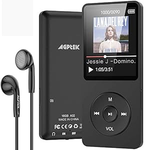 AGPTEK MP3 Player 16GB Bluetooth 5.0 mit Kopfhörer, 1.8 Zoll 70 Stunden Wiedergabezeit Digital Kinder MP3 Player FM…