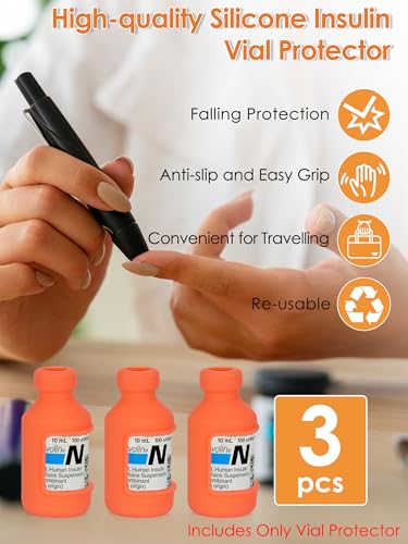 Image of YOUSHARES Insulin Vial Cover Insulin Bottle Protector - Silicone Protective Case for 10ml Short Insulin Vials, Durable Vial Case, Soft and Flexible Diabetes Vial Care