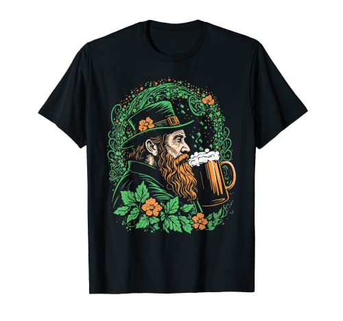 St Paddy's Day Irish Leprechaun Drinking Art Illustration Maglietta