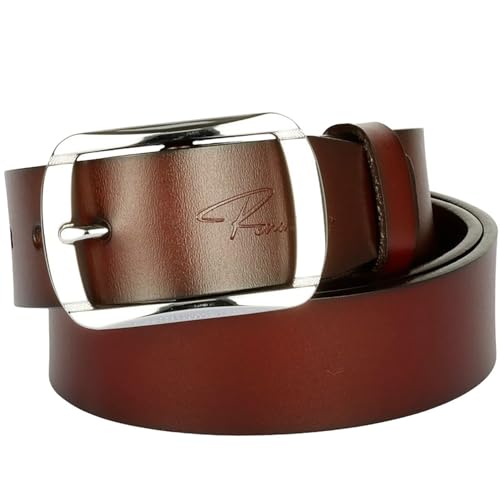 Men's Genuine Leather Dress Belt, Split Leather with Alloy Pin Buckle for Formal & Casual Wear