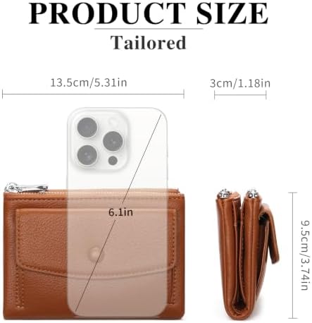GOIACII Small Wallet Women Soft Lether Bifold Card Holder 2 Zipper Pockets — 사진 6
