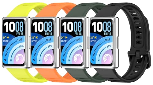 TenCloud 4Pack Bands Compatible with Huawei Band 11/Band 11 Pro Fitness Watch Wristband Silicone (Lime,Orange,Dark Green,Black)