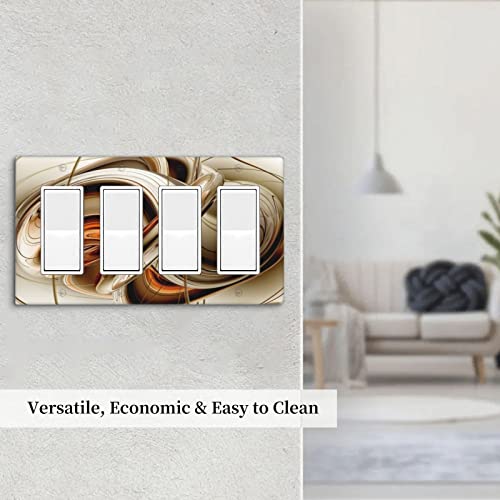 Image of Abstract Orange Rocker Light Switch Cover Decorative Quad Decorator Wall Plate 4 Gang Switch Plate Covers Electrical Faceplate 4.50 x 8.0 Inch