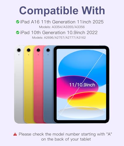 Hamile for iPad 11th 10th Generation Case with Keyboard - 7 Colors Backlit Wireless Detachable Folio Keyboard Cover with Pencil Holder for iPad 11-inch A16 2025 10th Gen 10.9 Inch 2022 (Blue Gray)