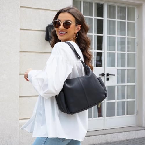 Image of Genuine Leather Purses for Women Hobo Crossbody Bags Casual Work Shoulder Bag with Adjustable Strap