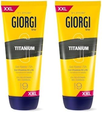 Giorgi Line - Gomina Absolut Titanium, 0% Siliconas, Fijación y Duración 48h sin Residuos, Acabado Ultra- Resistente y Ligero, Fijación 5-240 ml XXL (Paquete de 2)