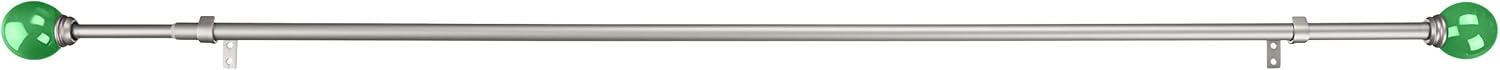 Amazon Basics Decorative 5/8" Curtain Rod with Round Finials, 48"-86", Kelly Green