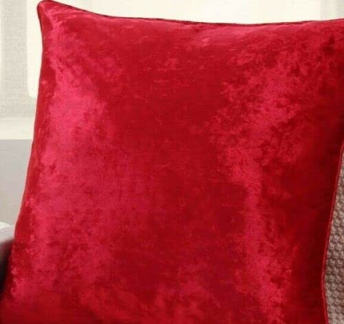 INSAFIANS Crushed Velvet Cushion Covers Luxury Plain Cushion Covers 18"x18", 24"x24", 30"x30" (18" x 18", Red)