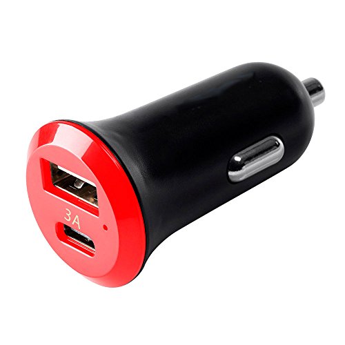 For Samsung Galaxy S8+ / S8 / J3 2017 / J3 Prime / J7 (2017) / J7 Perx / J7 V; Nexus 6P 5X; LG G6 / G5 / V20; Pixel & XL and more, 15W / 3A Dual USB Car Charger Type C & Type A - Black