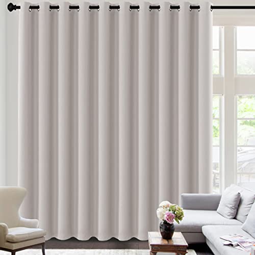 Image of H.VERSAILTEX Blackout Curtains for Sliding Glass Door Room Divider Curtains Noise Reduce Curtain Panel Portable Window Screen Sliding Partition, W180 x L96 inches /8' Tall by 15' Wide, Stone