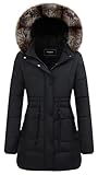GOLDLADIES Women's Long Winter Puffer Coat Waterproof Jacket Thickened Down Alternative Parka with Detachable Hood