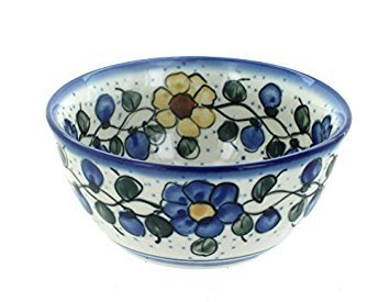 Blue Rose Polish Pottery Geranium Dessert Bowl