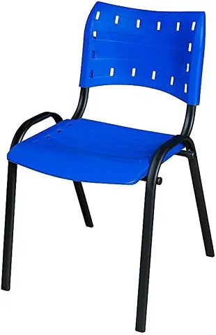 Cadeira Fixa Empilhável Em Aço E Plástico Para Escritório Escola Restaurante Eventos Preta(Azul)