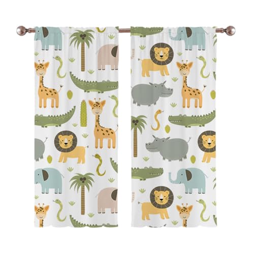 YHODCUIF Tende per bambini con animali dei cartoni animati, confezione da 2 tende per cameretta dei bambini, adatte per la cameretta dei bambini (60 x 150 cm)