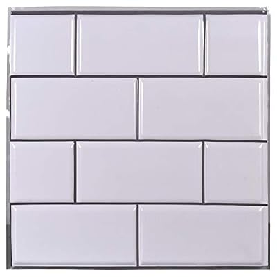 Tool Bench Hardware Self Adhesive White Wall Tile, 12x12 in. Faux Subway Tile (10)