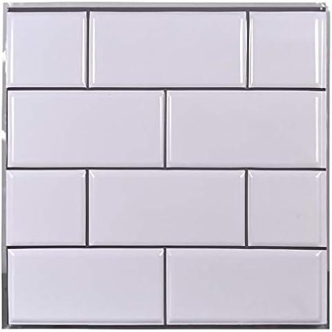 Tool Bench Hardware Self Adhesive White Wall Tile, 12x12 in. Faux Subway Tile (10) Cover
