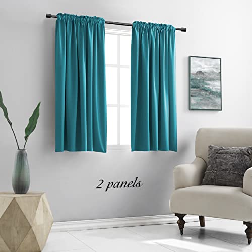 Image of DONREN 90 Inch Curtains Blackout Thermal Insulated Rod Pocket Curtain Panels for Living Room (42 W x 54 L,2 Panels,Teal)
