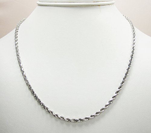 Collier argent sterling chaîne corde 3 mm anti-ternissement unisexe