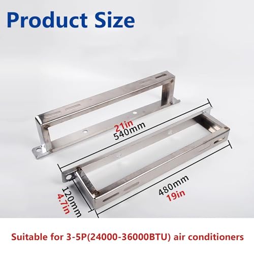 Mini- Split- Bodenständer Aus Edelstahl, AC- Stützhalterung, Halterbasis For 9000- 36000 BTU AC- Kondensator- Wärmepumpensystem, 530 Lbs(54x12cm/ 21×4.7in)-2