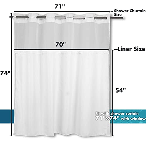 River Dream 2 Pack Snap in Shower Curtain Liner Replacement with Magnets Removable Liner 70W×54H inch,(Fit 71(W) x 74(H) with Window Shower Curtain) by River Dream - Image 9