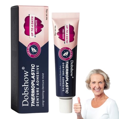 Dobshowe Thermoplastic Denture Adhesive,Thermoplastic Denture Adhesive Cream - Comfortable Non-Glue Long Holding Reliner - Convenient Dental Glue for Teeth - Improves Fit, Comfort and Stability (1)
