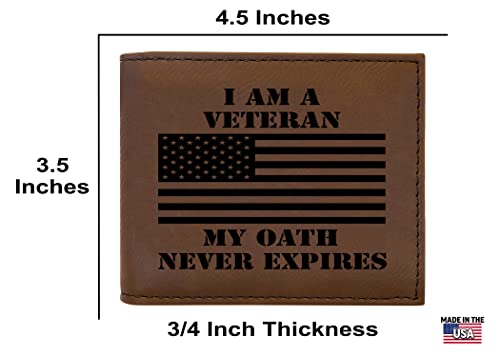 Rogue River Tactical USA American Flag Veteran Oath Men's Leather Bifold Wallet RFID Gift For Him Dad Father United States Billfold Military Veteran3