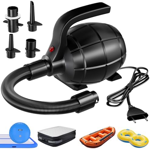 DOBESTS Elektrische Luftpumpe 600W, Schneller Inflator Deflator mit 4 Düsen | 4 in 1 Inflate und Deflate Elektrische Pump, für Luftmatratze, Air Track Matte, Schwimmringe, Poolkiss