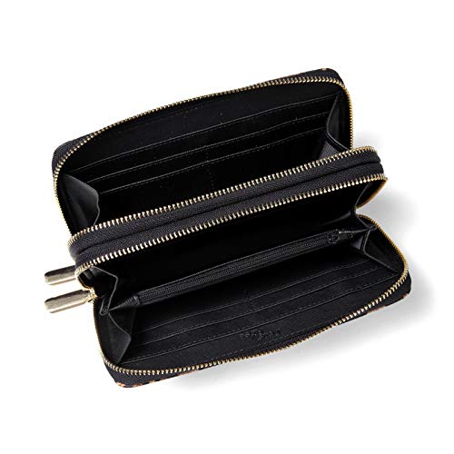 Daisy Rose Dual Zipper Phone Clutch And Wallet For Women - Rfid Blocking, Pu Vegan Leather Multi-Card Organizer - Leopard #TOP3