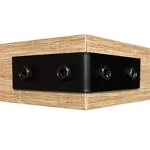 Inplace 36" W X 9.25" D X 2" H Oak Floating Shelf With Metal Corners 9602068E #TOP4