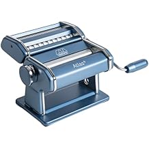 Marcato Made in Italy Atlas+Pasta Machine,Powder Blue. Chrome Plated Steel & Aluminum Rollers, Double Cutter for Lasagna, Fettuccine & Spaghetti; Durable Manual Pasta Maker for Homemade Pasta
