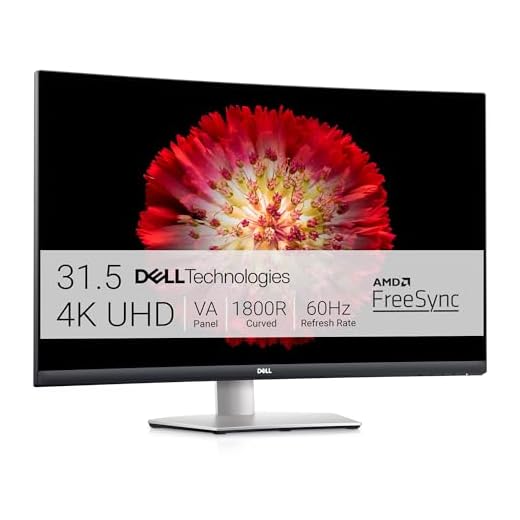 Dell S3221QS 32 Inch Curved 4K UHD, VA Ultra-Thin Bezel Monitor, AMD FreeSync, HDMI, DisplayPort, Built in Speakers, VESA Certified, Silver