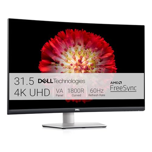 Dell S3221QS 32 Inch Curved 4K UHD (3840 x 2160), VA Ultra-Thin Bezel Monitor, 60Hz, 4MS Response Time, 90% DCI-P3, 99% sRGB, AMD FreeSync, HDMI, DisplayPort, Built in Speakers, VESA Certified, Silver by Dell - Used condition - US$713.89