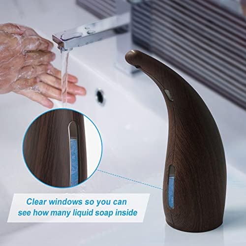 Touchless Soap Dispenser, Automatic Soap Pump, Battery Operated Hand Sanitizer Dispenser for Kitchen, Bathroom and Shower - 300ML Brown