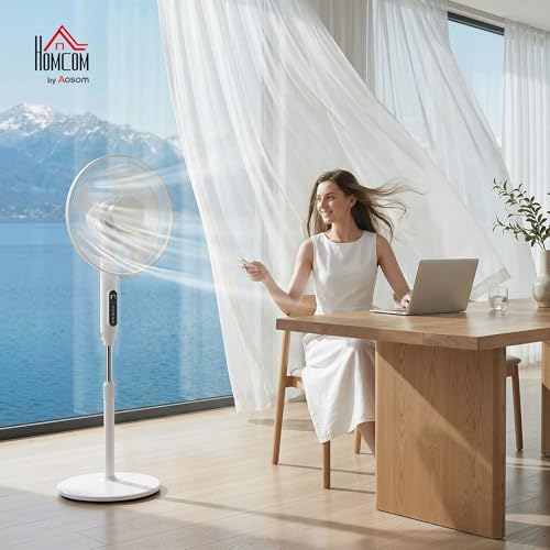 Ventilateur sur pied connecté APP et télécommande hauteur réglable blanc - 3