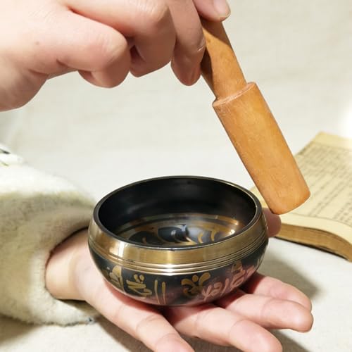 Set di Campane Tibetane da 8,5 cm Autentico, Campana in Metallo Martellato a Mano Ideale per Yoga, Spa e Relax