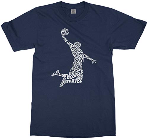 Threadrock Big Boys' Basketball Player Typography Youth T-Shirt - Medium, Navy by Threadrock - Used condition - US$13.32