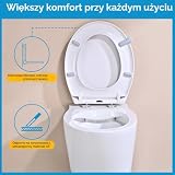 YEAUPE PRO Deska Sedesowa O-Kształtna, Wolnoopadająca, z Szybkim Wypinaniem do łatwego Czyszczenia, Stabilna do 150 kg, Biała, 44,6 × 37,2 cm