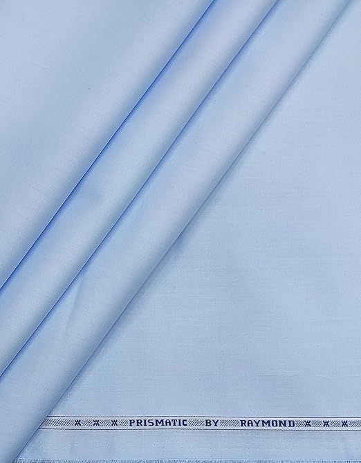 Image of Raymond 100% Cotton Fabric (All Weather Fabric, Unstitched Premium Fabric, Solid, Less Wrinkles) (Light Blue, 3.5 Meters for Kurta Pajama)