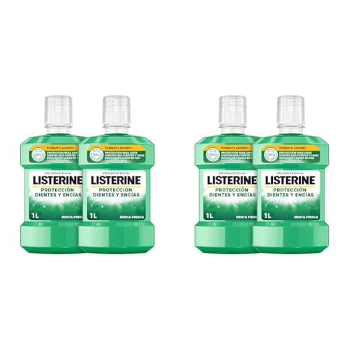 Listerine Protección Dientes y Encías (pack de 2 x 1L), enjuague bucal con flúor, colutorio bucal con 24 horas de protección, elixir bucal para un aliento fresco duradero (Paquete de 2)