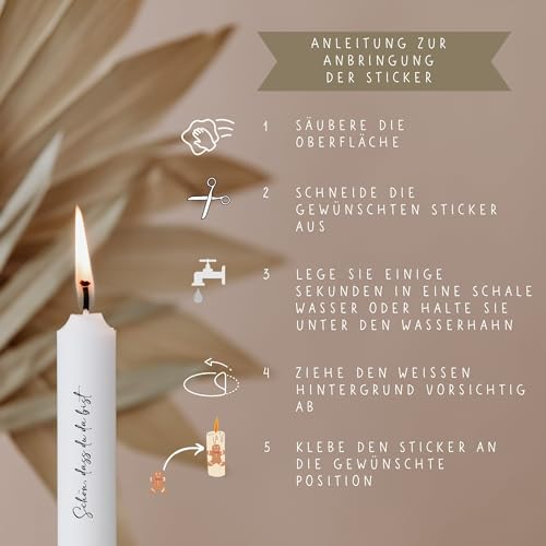 MilaBoo® Kerzentattoos Schön, dass du da bist I DIY Aufkleber für besondere Anlässe, einfache Anwendung, vielseitig einsetzbar (Schön, dass du da bist)