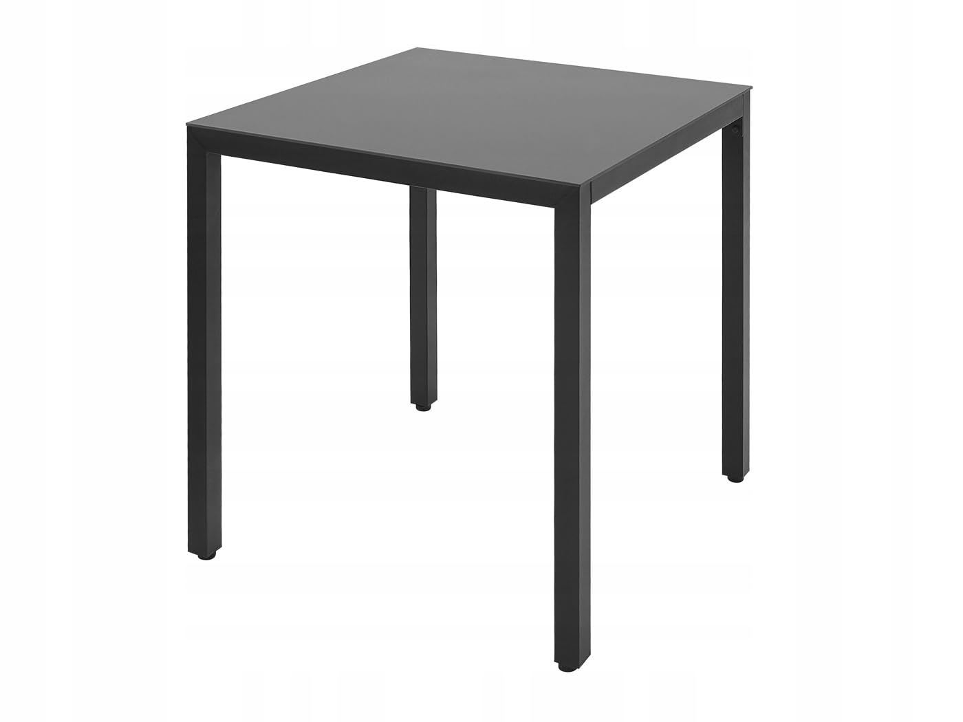 Gartentisch Glastisch Bistrotisch Balkontisch 70x70cm Outdoor Garten Terrasse Schwarz mit schwarzer Glasplatte