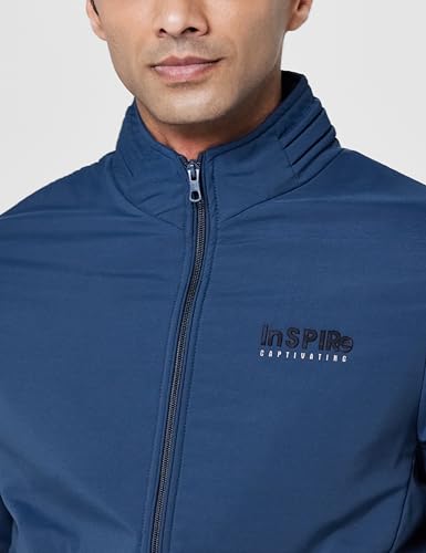Image of Qube By Fort Collins Men's Light Winter Jacket - Lightweight Bomber Jacket for Men | Full Zip Warm All-Season High Neck Jacket with Stand Collar & Zip Pockets for Winter Wear, Travel & Daily Use
