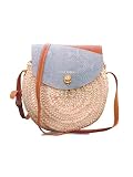  \"LANZAROTE\" Bolso/capazo en cuero y rafia, con bandolera