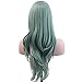 BERON 24 Inches Mint Green Long Wavy Wig with Bangs Heat Resistant Synthetic Hair Green Cosplay Party Wig