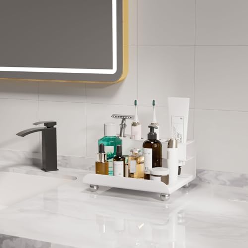 YOOLENS Quick Dry Electric Toothbrush Holder 4 Slots Metal Bathroom Counter Organizer for Toothpaste Razor Mouthwash, White by YOOLENS - Image 7