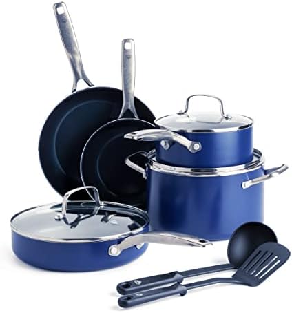 Blue Diamond Cookware Diamond Infused Ceramic Nonstick 28 cm Frying Pan Skillet, PFAS-Free, Induction, Oven Safe, Blue