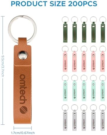 OMTech Leather Key Fob Kit, Keychain Blanks with Rives and Key Rings, Key Chain Bulk for Laser Engraving Making DIY Craft