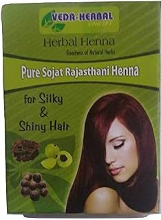 Pure Sojat Rajasthani Henna Hair Color | Powder Mix Complex Silky and Shiny Red Hair Dye | Amla Shikakai Brahmi | Hair Powder Heat Protectant Colour and Toning Treatment 4.4 oz