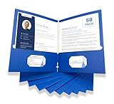 BIBRADAA® 50 Packs Blue Paper Folders with Pockets,Paper Folder Surface with Waterproofing,Letter Size,Holds 100 Plus Sheets,for School,Office,Business.(50, Dark Blue)